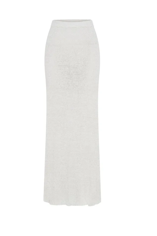 Meshki Skirts Women Mary Knit Maxi Skirt 8211 White White