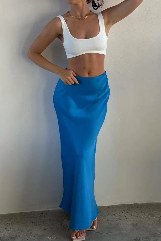 Meshki Skirts Women Missy Maxi Satin Skirt 8211 Azure Blue Azureblue Meshki Skirts Women Missy Maxi Satin Skirt 8211 Azure Blue Azureblue