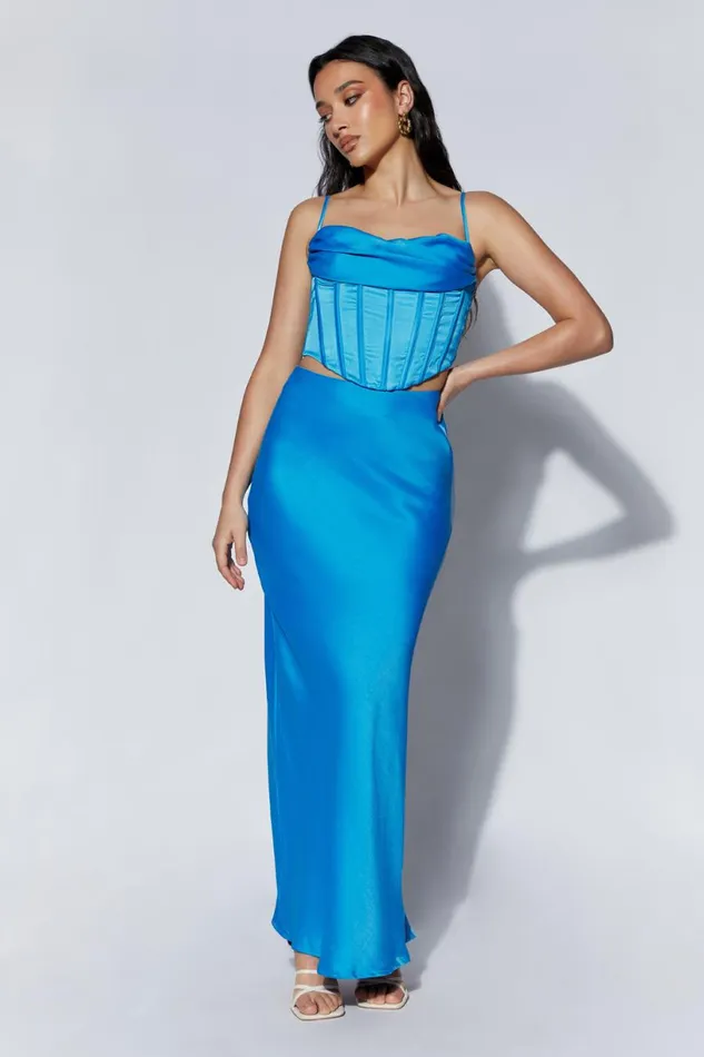 Meshki Skirts Women Missy Maxi Satin Skirt 8211 Azure Blue Azureblue Meshki Skirts Women Missy Maxi Satin Skirt 8211 Azure Blue Azureblue