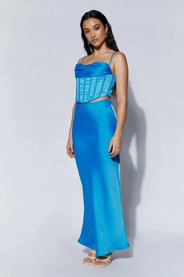 Meshki Skirts Women Missy Maxi Satin Skirt 8211 Azure Blue Azureblue Meshki Skirts Women Missy Maxi Satin Skirt 8211 Azure Blue Azureblue