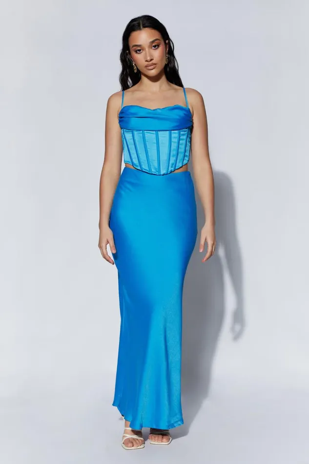 Meshki Skirts Women Missy Maxi Satin Skirt 8211 Azure Blue Azureblue Meshki Skirts Women Missy Maxi Satin Skirt 8211 Azure Blue Azureblue