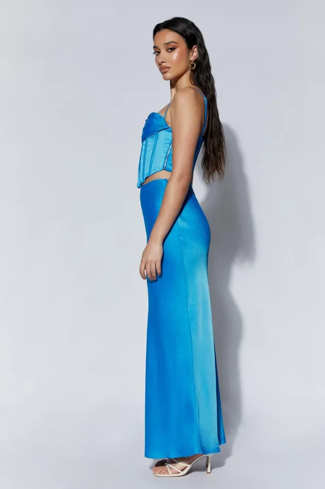 Meshki Skirts Women Missy Maxi Satin Skirt 8211 Azure Blue Azureblue Meshki Skirts Women Missy Maxi Satin Skirt 8211 Azure Blue Azureblue