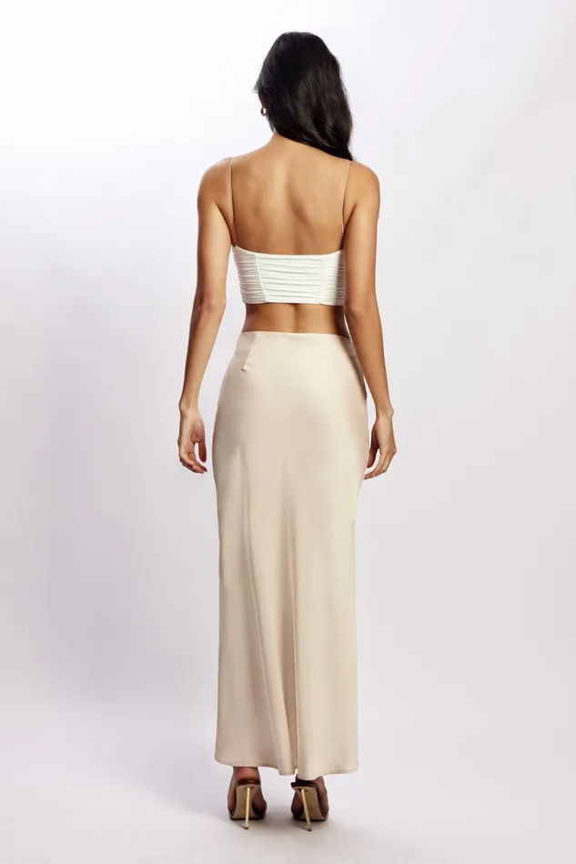 Meshki Skirts Women Missy Maxi Satin Skirt 8211 Champagne Champagne