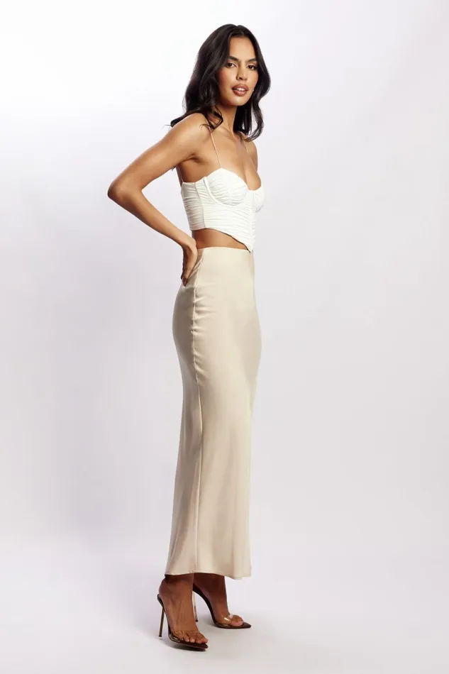 Meshki Skirts Women Missy Maxi Satin Skirt 8211 Champagne Champagne