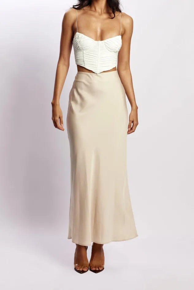 Meshki Skirts Women Missy Maxi Satin Skirt 8211 Champagne Champagne