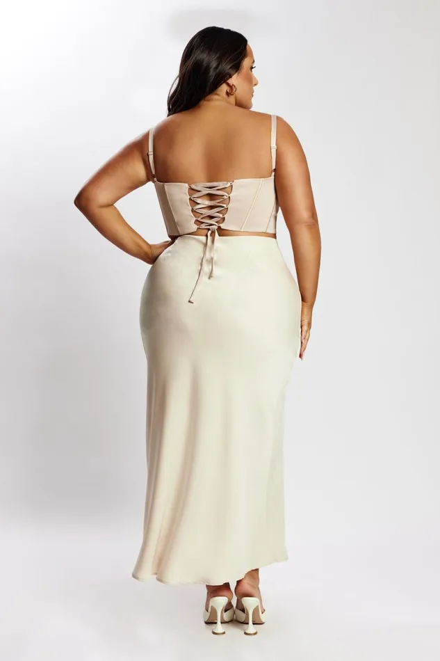 Meshki Skirts Women Missy Maxi Satin Skirt 8211 Champagne Champagne