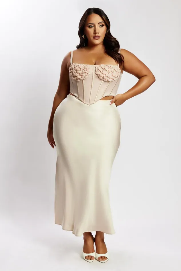 Meshki Skirts Women Missy Maxi Satin Skirt 8211 Champagne Champagne