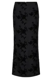Meshki Skirts Women Mona Burnout Velvet Maxi Skirt 8211 Black Black