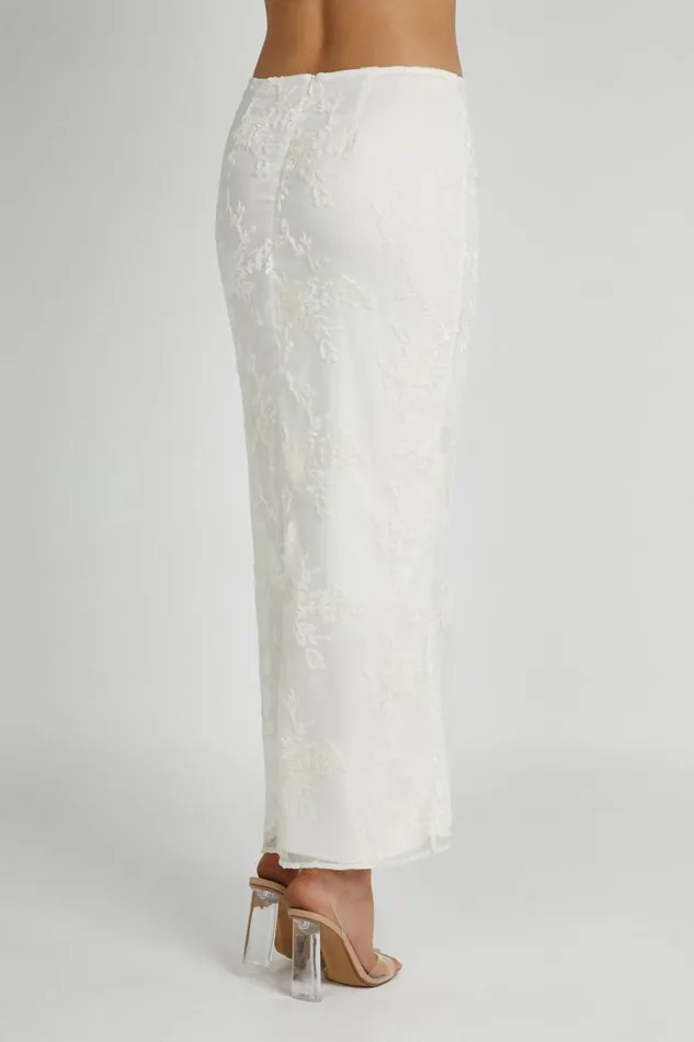 Meshki Skirts Women Mona Burnout Velvet Maxi Skirt 8211 White White