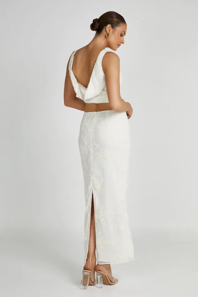 Meshki Skirts Women Mona Burnout Velvet Maxi Skirt 8211 White White