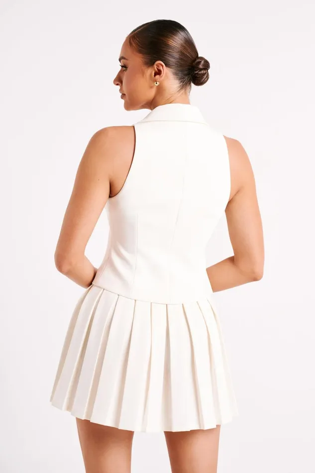 Meshki Skirts Women Mura Pleated Mini Skirt 8211 Ivory Ivory
