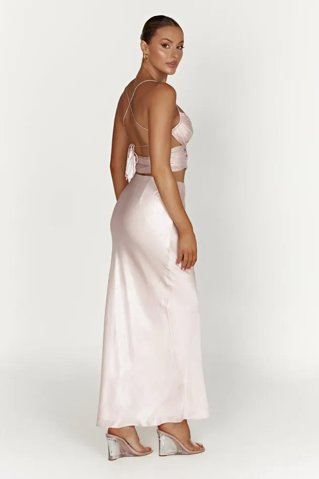 Meshki Skirts Women Raine Satin Maxi Skirt 8211 Blush Pink Blushpink