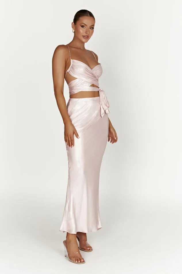 Meshki Skirts Women Raine Satin Maxi Skirt 8211 Blush Pink Blushpink