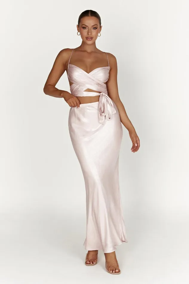 Meshki Skirts Women Raine Satin Maxi Skirt 8211 Blush Pink Blushpink
