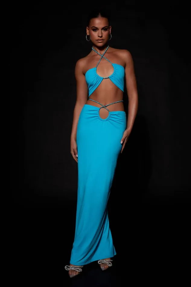 Meshki Skirts Women Ruby Diamante Rope Ruched Maxi Skirt 8211 Cyan Blue Cyanblue Meshki Skirts Women Ruby Diamante Rope Ruched Maxi Skirt 8211 Cyan Blue Cyanblue