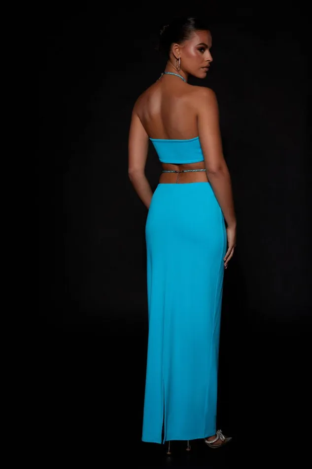 Meshki Skirts Women Ruby Diamante Rope Ruched Maxi Skirt 8211 Cyan Blue Cyanblue Meshki Skirts Women Ruby Diamante Rope Ruched Maxi Skirt 8211 Cyan Blue Cyanblue