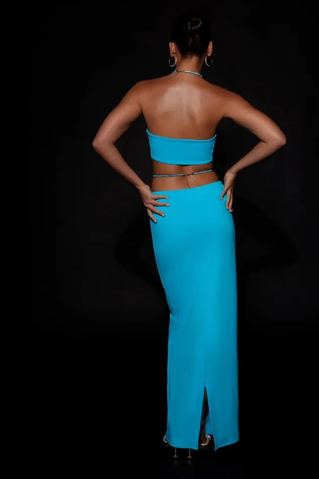 Meshki Skirts Women Ruby Diamante Rope Ruched Maxi Skirt 8211 Cyan Blue Cyanblue Meshki Skirts Women Ruby Diamante Rope Ruched Maxi Skirt 8211 Cyan Blue Cyanblue