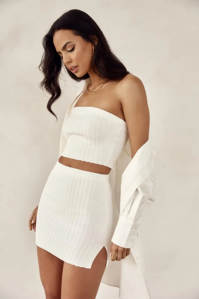 Meshki Skirts Women Shiloh Low Rise Knit Mini Skirt 8211 Off White Offwhite