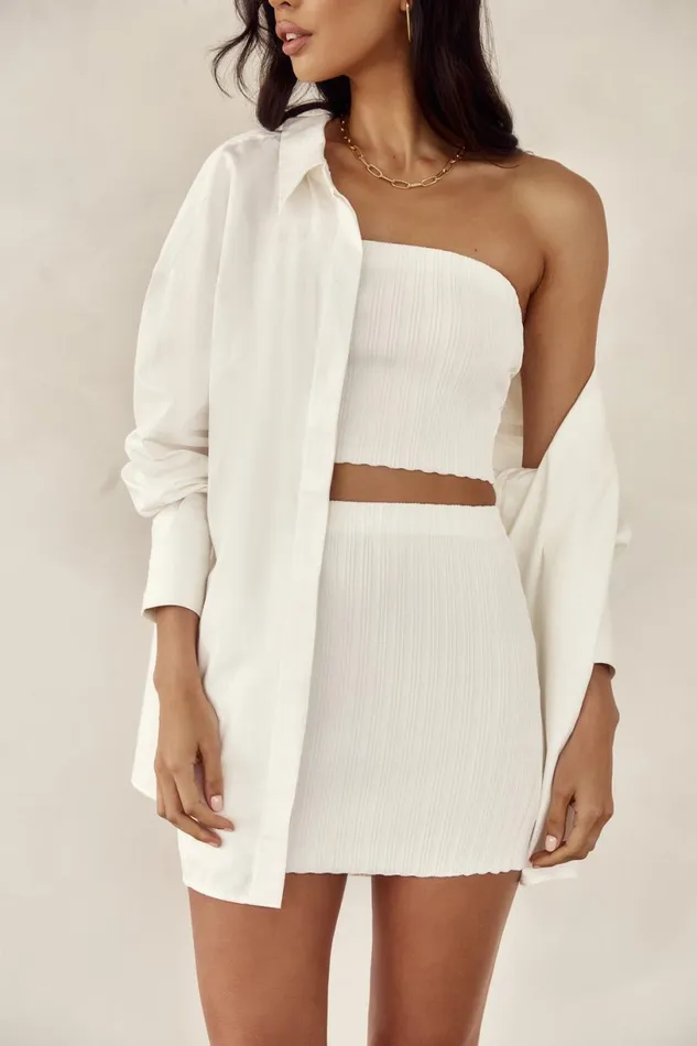 Meshki Skirts Women Shiloh Low Rise Knit Mini Skirt 8211 Off White Offwhite