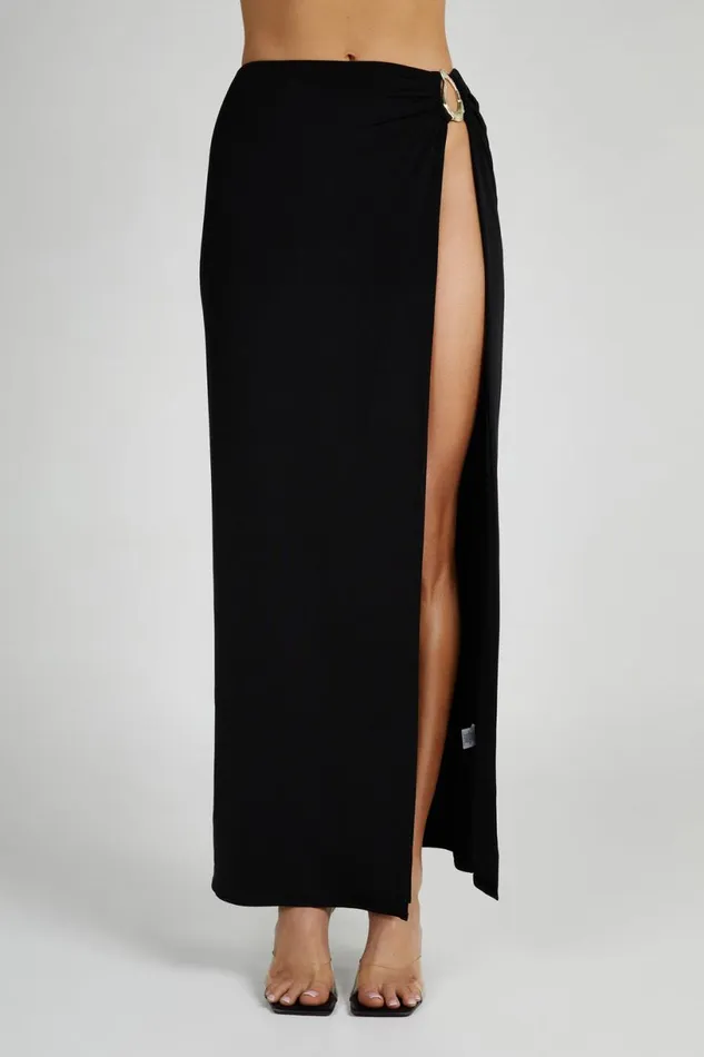 Meshki Skirts Women Suri Slinky Maxi Skirt With Hardware 8211 Black Black