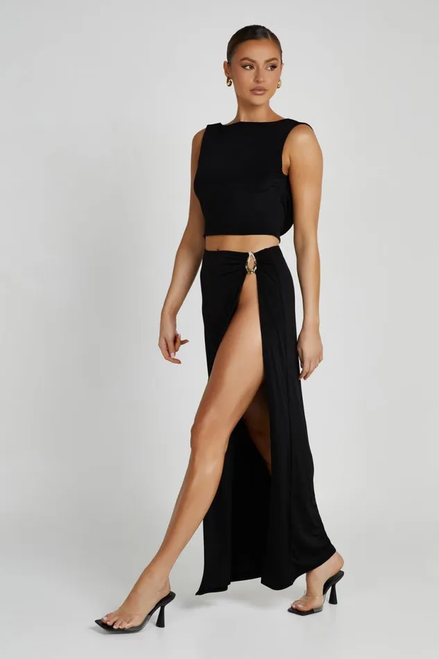 Meshki Skirts Women Suri Slinky Maxi Skirt With Hardware 8211 Black Black