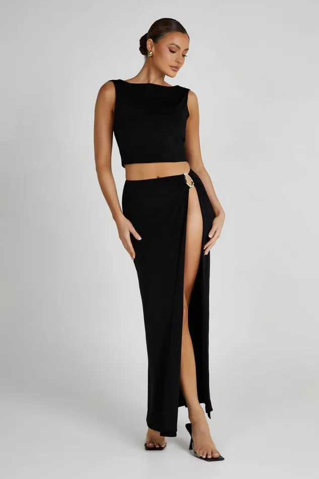 Meshki Skirts Women Suri Slinky Maxi Skirt With Hardware 8211 Black Black