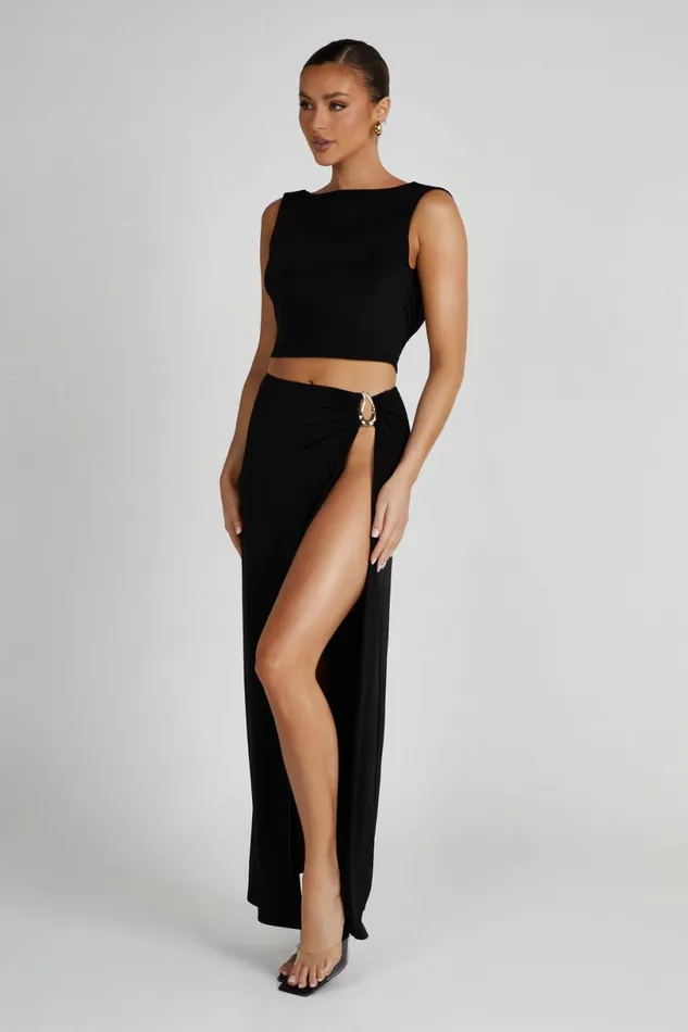 Meshki Skirts Women Suri Slinky Maxi Skirt With Hardware 8211 Black Black