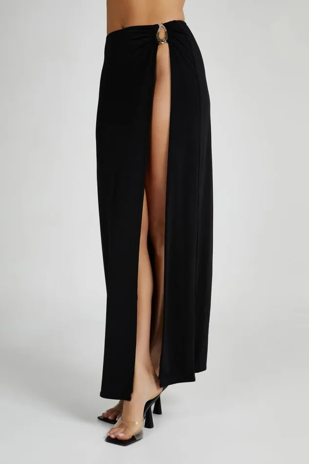 Meshki Skirts Women Suri Slinky Maxi Skirt With Hardware 8211 Black Black
