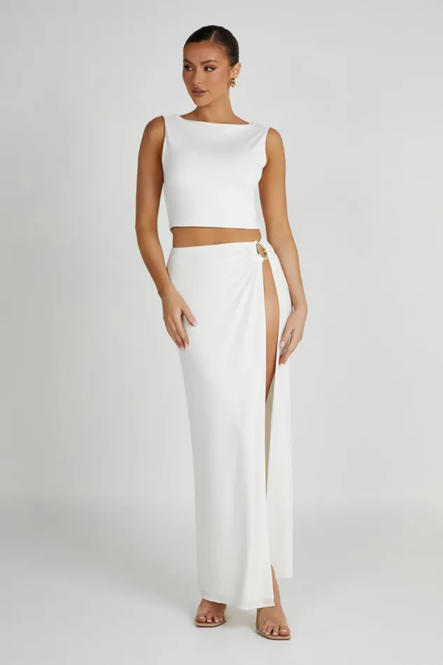Meshki Skirts Women Suri Slinky Maxi Skirt With Hardware 8211 White White