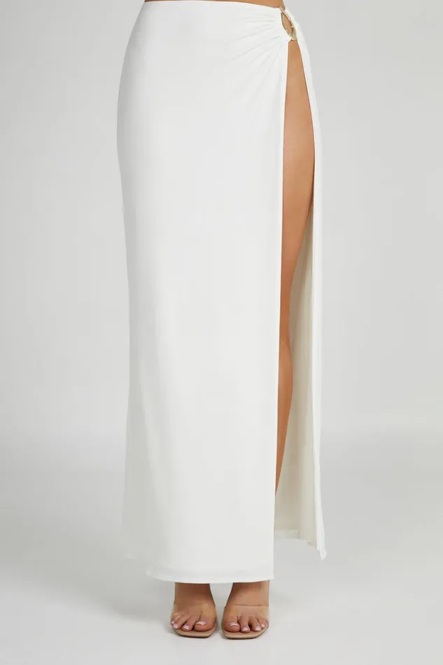 Meshki Skirts Women Suri Slinky Maxi Skirt With Hardware 8211 White White