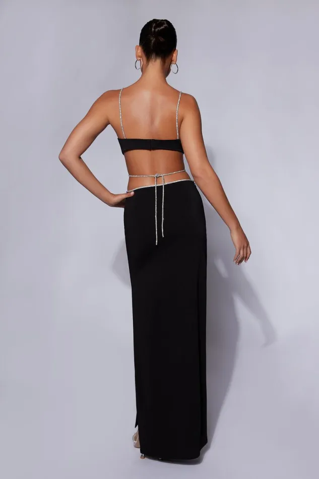 Meshki Skirts Women Sweeney Diamante Maxi Skirt With Split 8211 Black Black Meshki Skirts Women Sweeney Diamante Maxi Skirt With Split 8211 Black Black