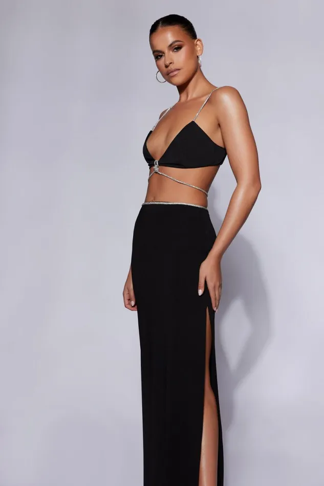 Meshki Skirts Women Sweeney Diamante Maxi Skirt With Split 8211 Black Black Meshki Skirts Women Sweeney Diamante Maxi Skirt With Split 8211 Black Black