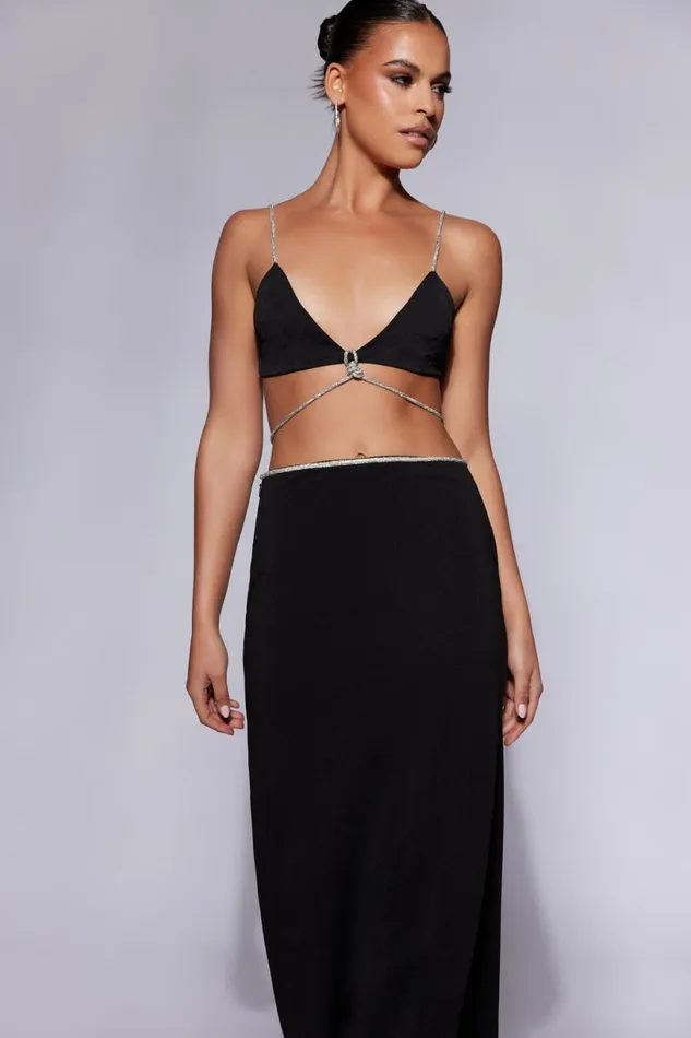 Meshki Skirts Women Sweeney Diamante Maxi Skirt With Split 8211 Black Black Meshki Skirts Women Sweeney Diamante Maxi Skirt With Split 8211 Black Black