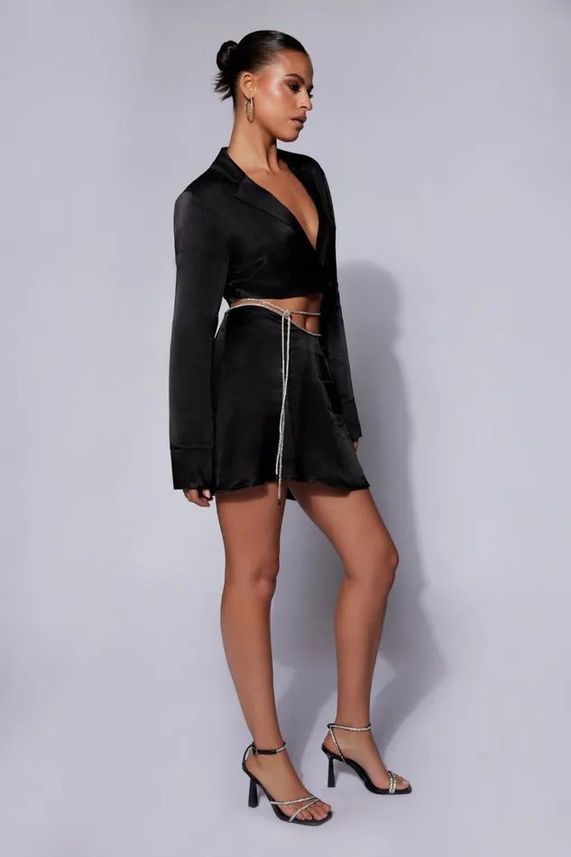 Meshki Skirts Women Talulah Diamante Rope Mini Flute Skirt 8211 Black Black Meshki Skirts Women Talulah Diamante Rope Mini Flute Skirt 8211 Black Black