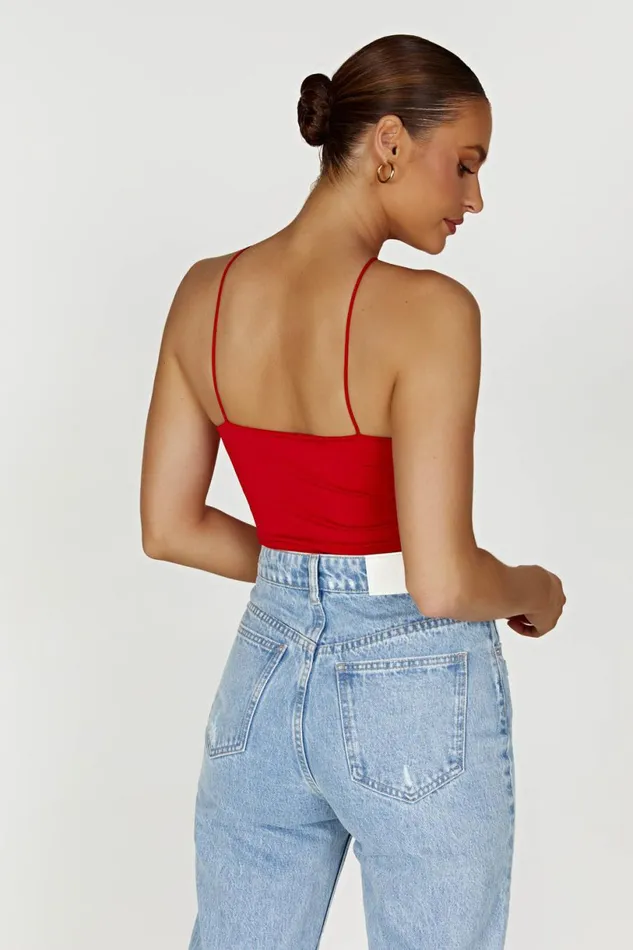 Meshki Sleeveless Tops Women Adeline Rose Halter Top 8211 Red Red