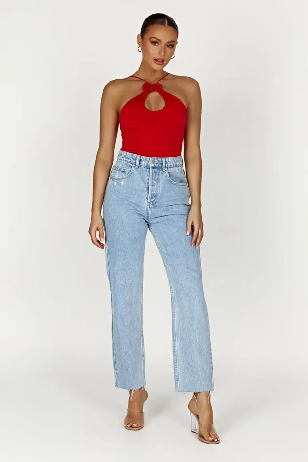 Meshki Sleeveless Tops Women Adeline Rose Halter Top 8211 Red Red