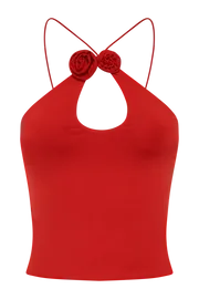 Meshki Sleeveless Tops Women Adeline Rose Halter Top 8211 Red Red