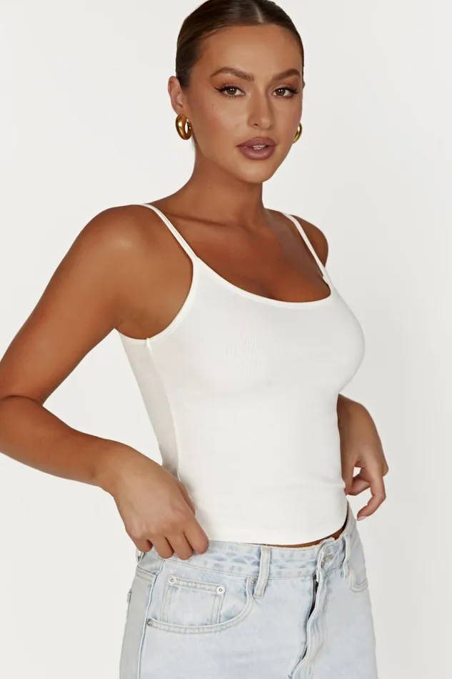Meshki Sleeveless Tops Women Alexis Ribbed Cami Longline Top 8211 White White