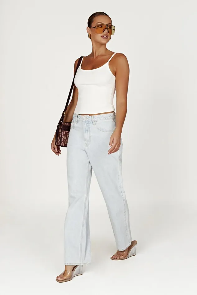 Meshki Sleeveless Tops Women Alexis Ribbed Cami Longline Top 8211 White White
