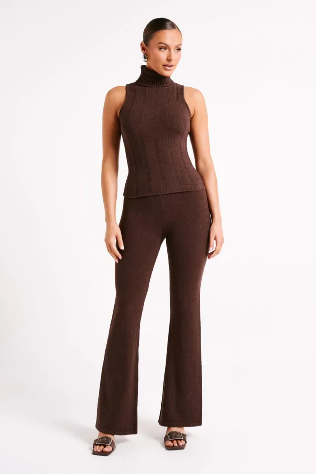 Meshki Sleeveless Tops Women Angelina Ribbed Turtleneck 8211 Chocolate Chocolate