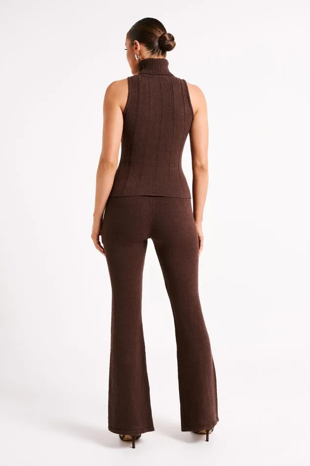 Meshki Sleeveless Tops Women Angelina Ribbed Turtleneck 8211 Chocolate Chocolate
