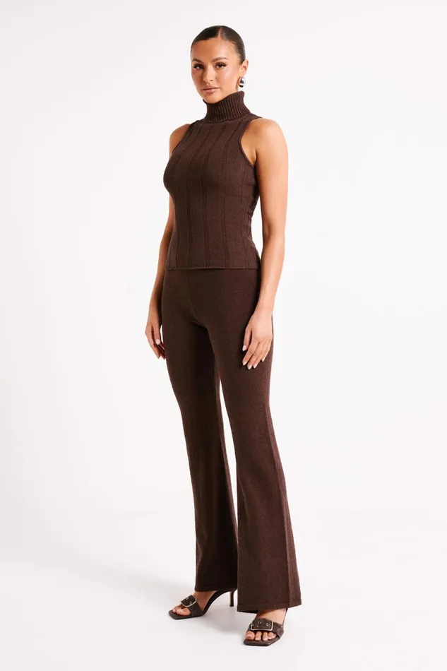 Meshki Sleeveless Tops Women Angelina Ribbed Turtleneck 8211 Chocolate Chocolate
