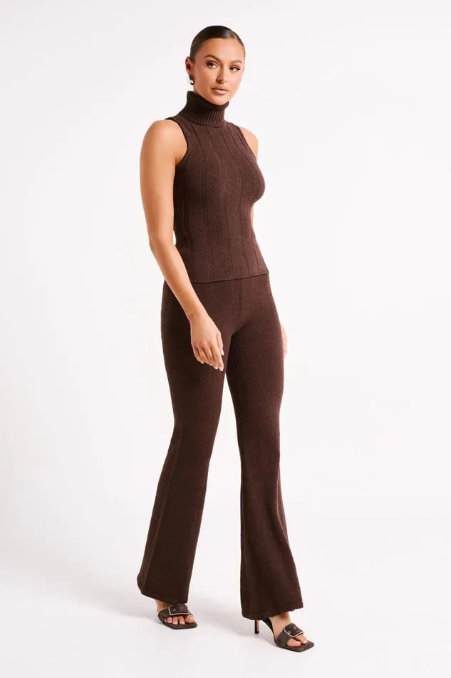 Meshki Sleeveless Tops Women Angelina Ribbed Turtleneck 8211 Chocolate Chocolate