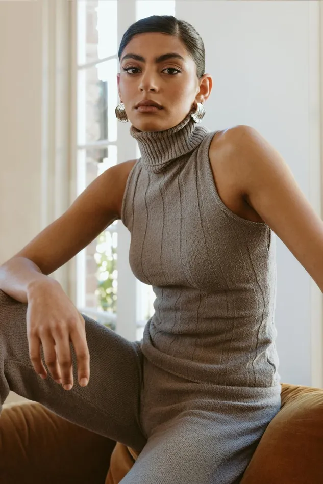 Meshki Sleeveless Tops Women Angelina Ribbed Turtleneck 8211 Grey Marle Greymarle Meshki Sleeveless Tops Women Angelina Ribbed Turtleneck 8211 Grey Marle Greymarle