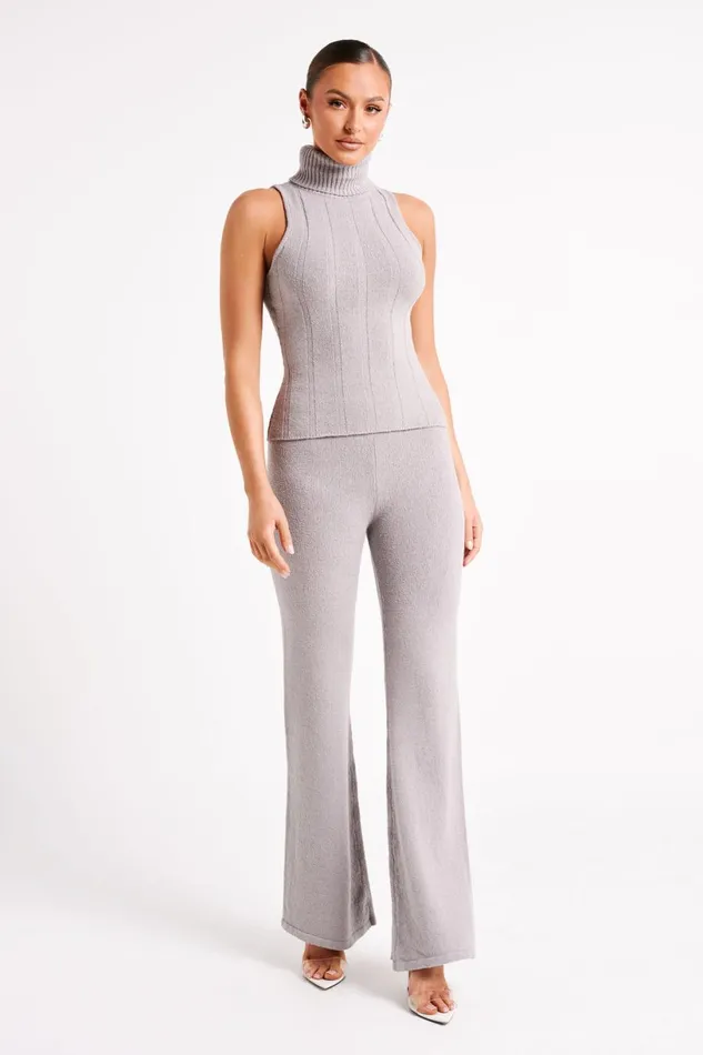 Meshki Sleeveless Tops Women Angelina Ribbed Turtleneck 8211 Grey Marle Greymarle