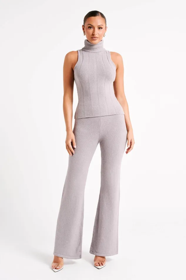 Meshki Sleeveless Tops Women Angelina Ribbed Turtleneck 8211 Grey Marle Greymarle