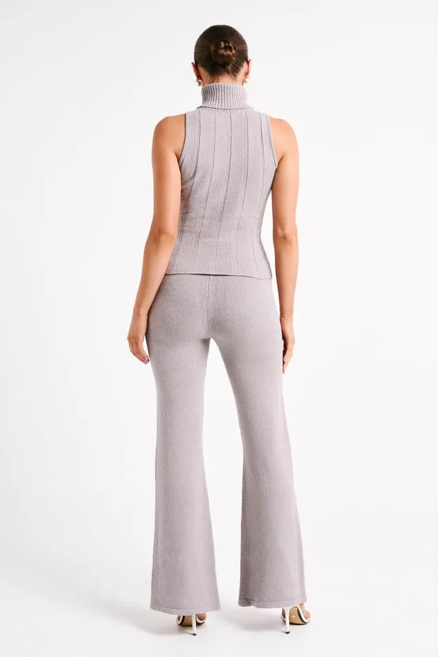Meshki Sleeveless Tops Women Angelina Ribbed Turtleneck 8211 Grey Marle Greymarle
