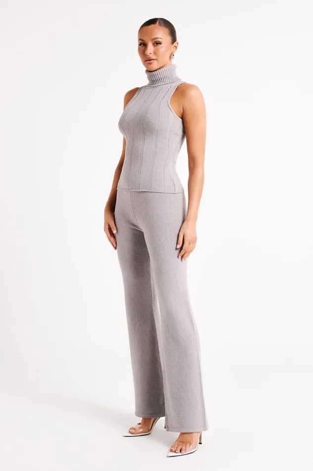 Meshki Sleeveless Tops Women Angelina Ribbed Turtleneck 8211 Grey Marle Greymarle