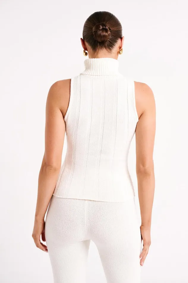 Meshki Sleeveless Tops Women Angelina Ribbed Turtleneck 8211 Ivory Ivory