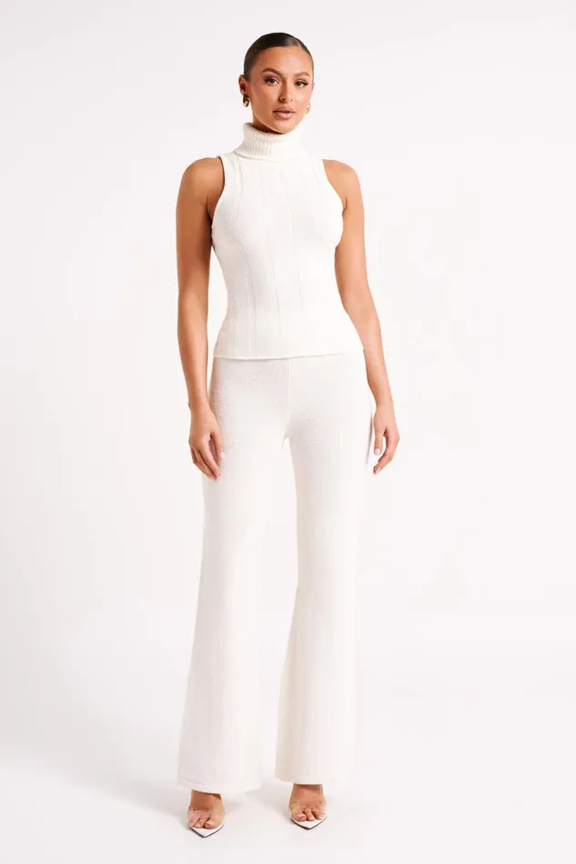 Meshki Sleeveless Tops Women Angelina Ribbed Turtleneck 8211 Ivory Ivory